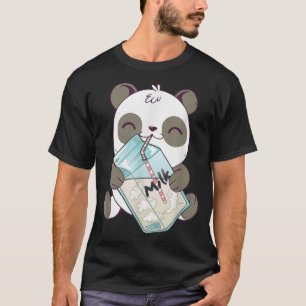 Camiseta Cute Kawaii Baby Panda Drinking Milk Panda Bear