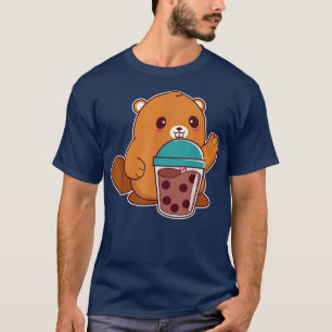 Camiseta Cute Kawaii Beaver bebe té Boba - burbuja animada
