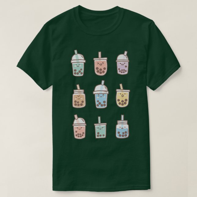 Camiseta Cute Kawaii Boba Anime Bubble Tea Pastel  799 (Diseño del anverso)