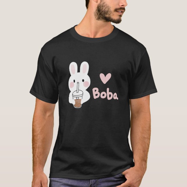 Camiseta Cute Kawaii Bunny Boba Leche Té Bubble Tea Graphic (Anverso)