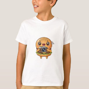 Camiseta Cute Kawaii Burger Fotógrafo Niños