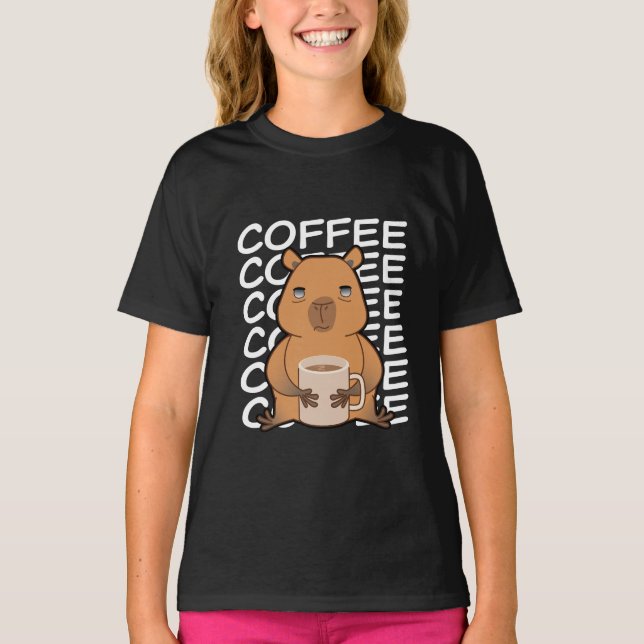 Camiseta Cute Kawaii Capybara Café para beber (Anverso)