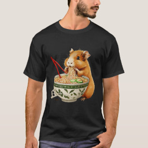 Camiseta Cute Kawaii Capybara comiendo fideos japoneses de