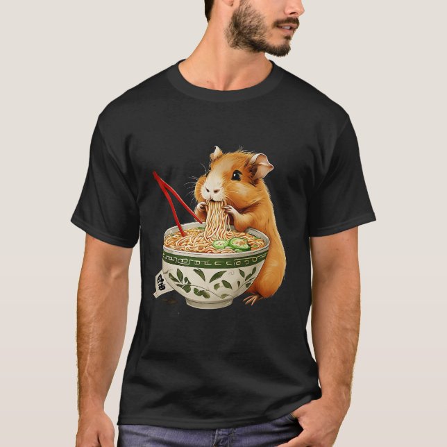 Camiseta Cute Kawaii Capybara comiendo fideos japoneses de  (Anverso)