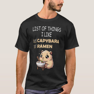 Camiseta Cute Kawaii Capybara Lista De Cosas Que Me Gustan 