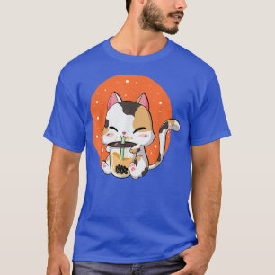 Camiseta Cute Kawaii Cat Boba Bubble Milk Tea Anime Neko Ki