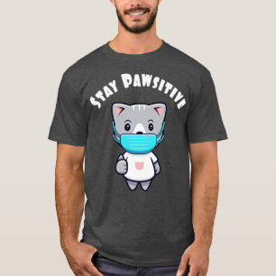 Camiseta Cute Kawaii Cat Mask Face Pawsitive Kitty