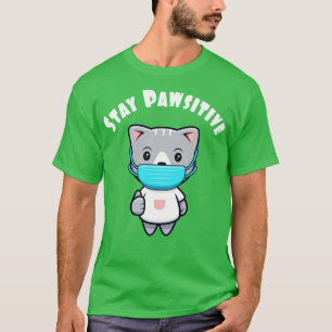 Camiseta Cute Kawaii Cat Mask Face Pawsitive Kitty