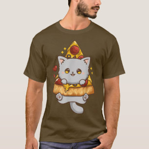 Camiseta Cute Kawaii Cat Pizza Anime 