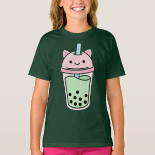 Camiseta Cute Kawaii Cat Taza Burbuja Pastel Ilustración Ca