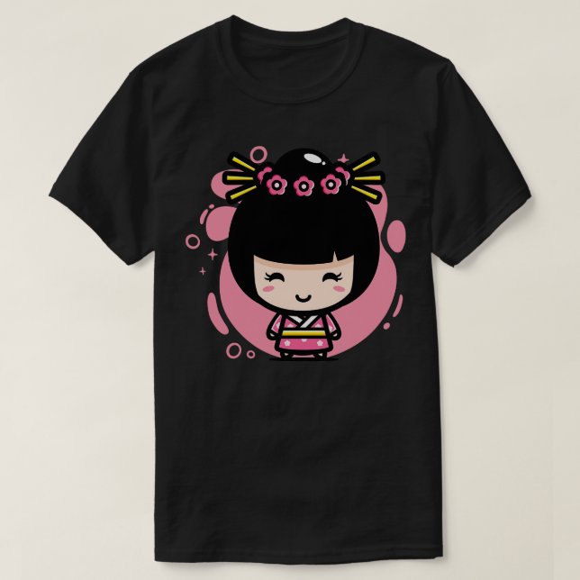 Camiseta Cute Kawaii Chica tradicional japonés estilo Chibi (Diseño del anverso)