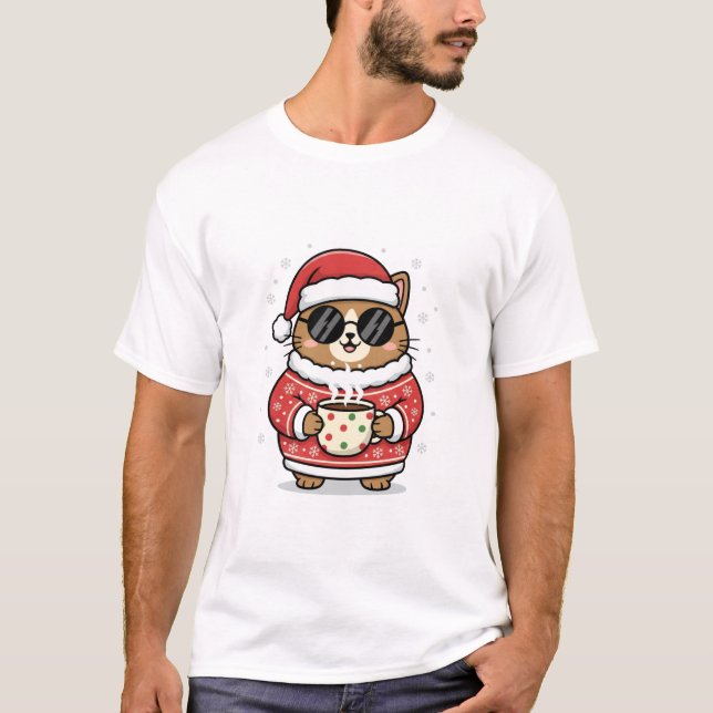 Camiseta Cute Kawaii Christmas Cat T-Shirt for Men (Anverso)