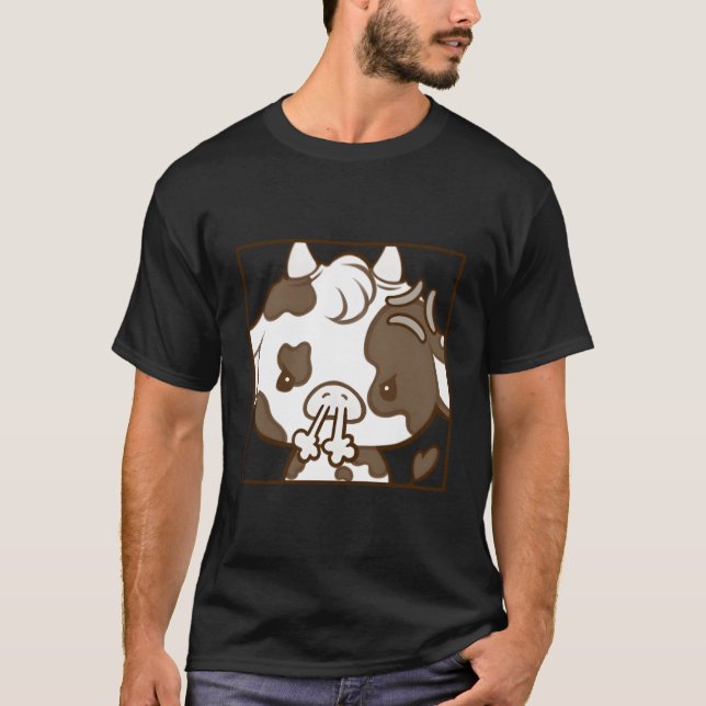 Camiseta Cute Kawaii Coquette Personalizado Emote Angry Cow (Anverso)