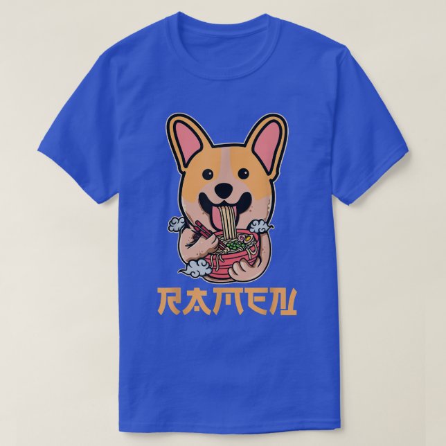 Camiseta Cute Kawaii Corgi Comiendo Ramen Para Cor (Diseño del anverso)