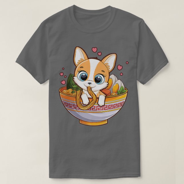 Camiseta Cute Kawaii Corgi Perro Lover Tee Corgi Comer Fide (Diseño del anverso)