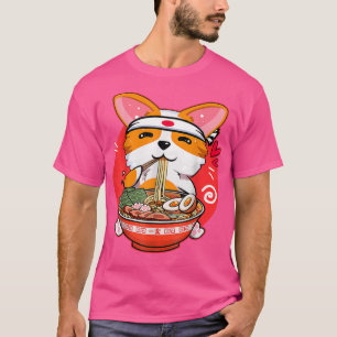 Camiseta Cute Kawaii Corgi Ramen Japanese Manga Anime Gift 