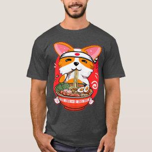 Camiseta Cute Kawaii Corgi Ramen regalo de anime japonés de