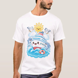 Camiseta Cute Kawaii Crucero Delfín Mar Viaje