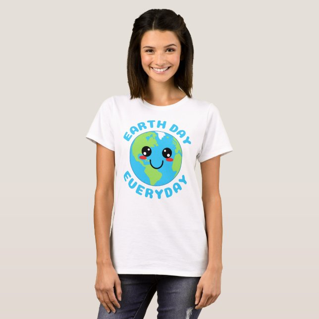 Camiseta Cute Kawaii Earth Day (Anverso completo)