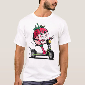 Camiseta Cute kawaii fresa sushi Scooter Deliver