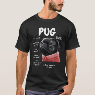 Camiseta Cute Kawaii Funny Black Pug Rules Regalos Hombres 