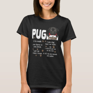 Camiseta Cute Kawaii Funny Regalos de reglas de pug negro