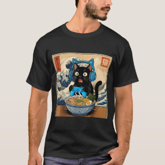 Camiseta Cute Kawaii Gamer Cat Funny Ramen Japanese Cat Gam