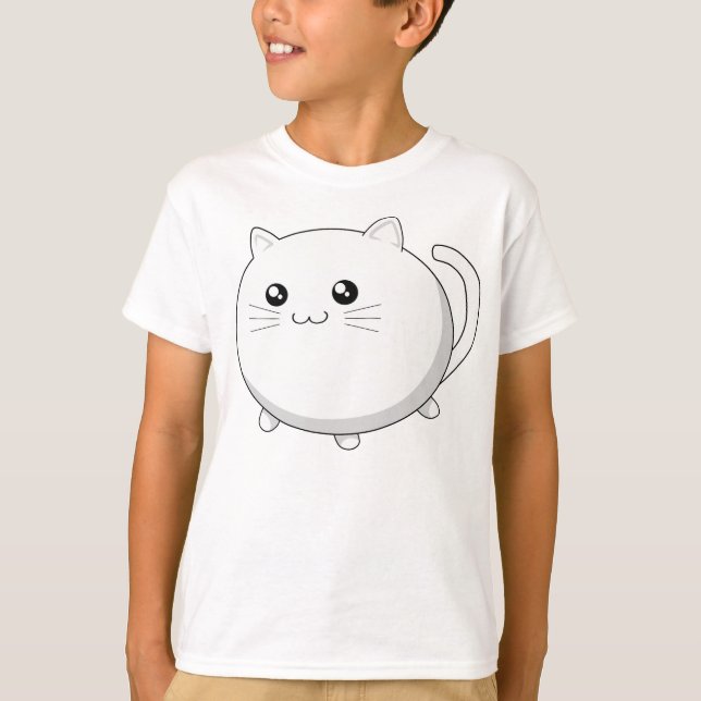 Camiseta Cute kawaii gatito blanco (Anverso)