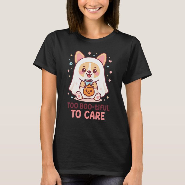 Camiseta Cute Kawaii Ghost Corgi Halloween (Anverso)