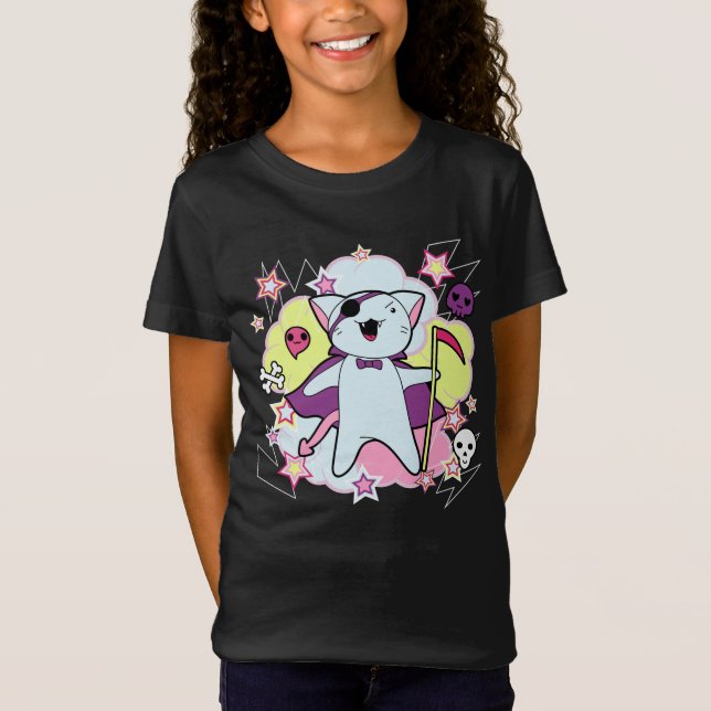 Camiseta Cute Kawaii Halloween Gato Niños Felices Kawaiilow (Anverso)