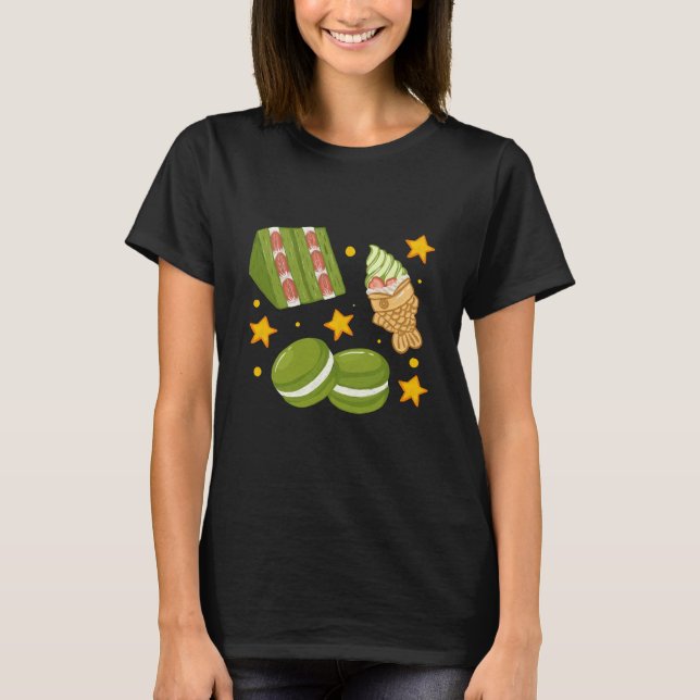Camiseta Cute Kawaii Hand-Drawn Matcha Sweets (Anverso)