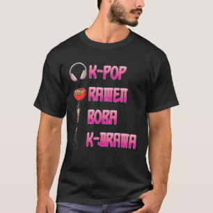 Camiseta Cute Kawaii K-Pop Ramen Boba Bubble Tea K-Drama Lo