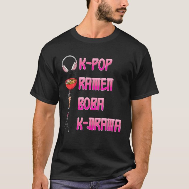 Camiseta Cute Kawaii K-Pop Ramen Boba Bubble Tea K-Drama Lo (Anverso)