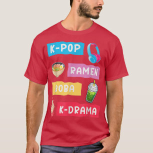Camiseta Cute Kawaii K-Pop Ramen Boba Bubble Tea K-Drama Lo