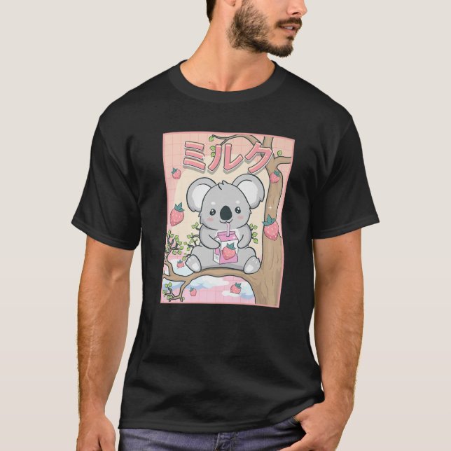 Camiseta Cute Kawaii Koala Bear Fresa Leche (Anverso)