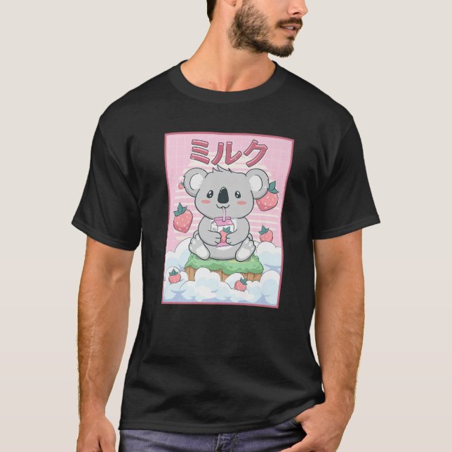 Camiseta Cute Kawaii Koala Bear Fresa Leche (Anverso)