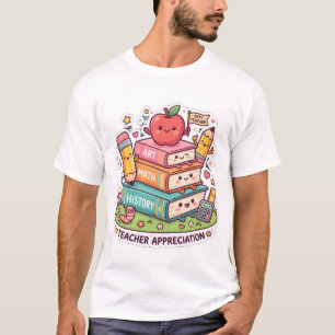 Camiseta Cute Kawaii Libros Escolares Agradecimiento a los