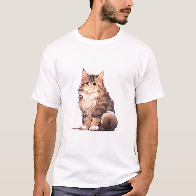 Camiseta Cute Kawaii Maine Coon Big Cat (Anverso)