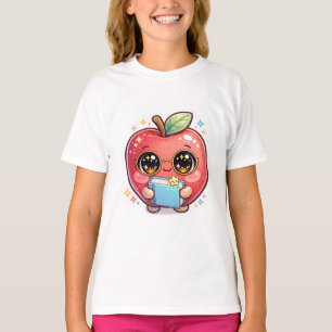 Camiseta Cute Kawaii Manzana Inteligente con Gafas Sostenie