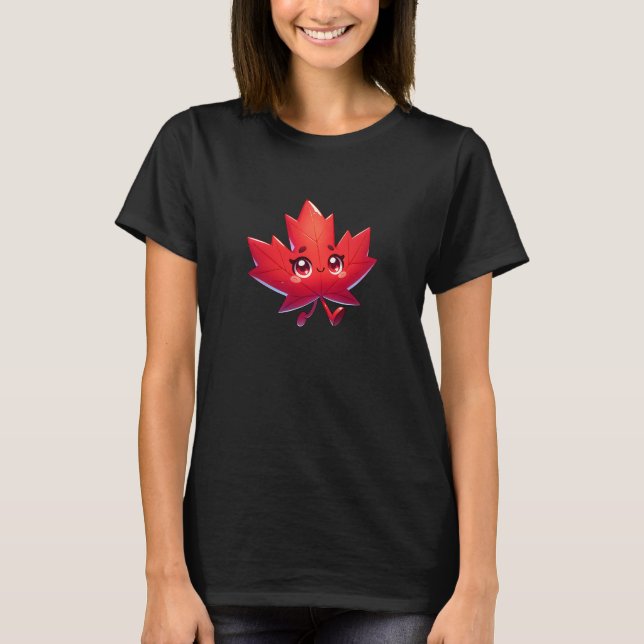 Camiseta Cute Kawaii Maple Leaf | Elbows Up Canada (Anverso)