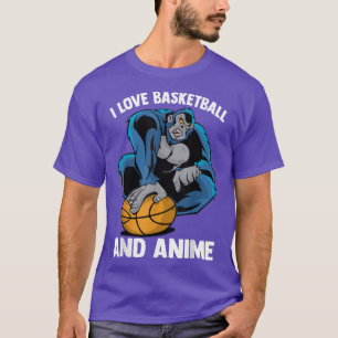 Camiseta Cute Kawaii Monkeys - I Love Basketball And Anime