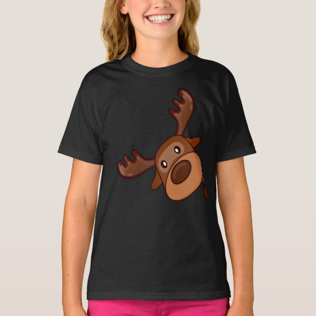 Camiseta Cute Kawaii Moose Elk Deer Funny Alaska Moose (Anverso)
