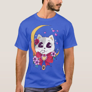 Camiseta Cute Kawaii Neko Cat Anime Moon Pastel 