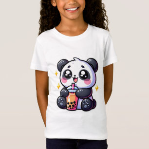 Camiseta Cute Kawaii Panda Bebe Boba Bubble Tea Kawaii