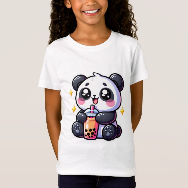 Camiseta Cute Kawaii Panda Bebe Boba Bubble Tea Kawaii (Anverso)