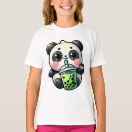 Camiseta Cute Kawaii Panda Bebe Boba Bubble Tea Kawaii