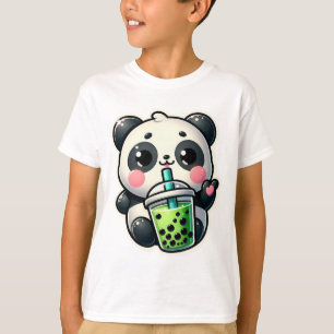 Camiseta Cute Kawaii Panda Bebe Boba Bubble Tea Kawaii