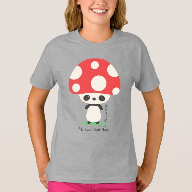 Camiseta Cute Kawaii Panda de hongos Kinoko japonés (Anverso)