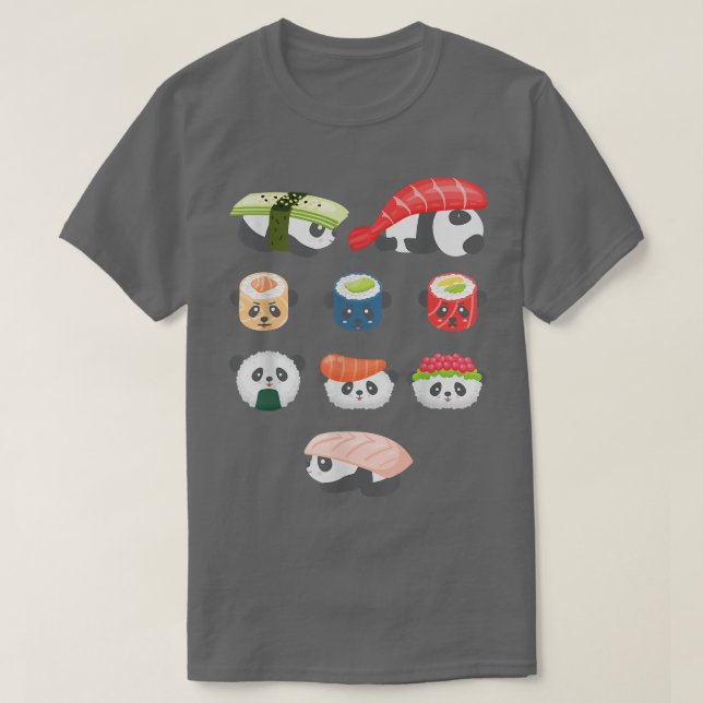Camiseta Cute Kawaii Panda Hug Sushi Lover  (Diseño del anverso)