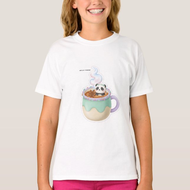 Camiseta Cute Kawaii Panda in Tea Mug Illustration (Anverso)